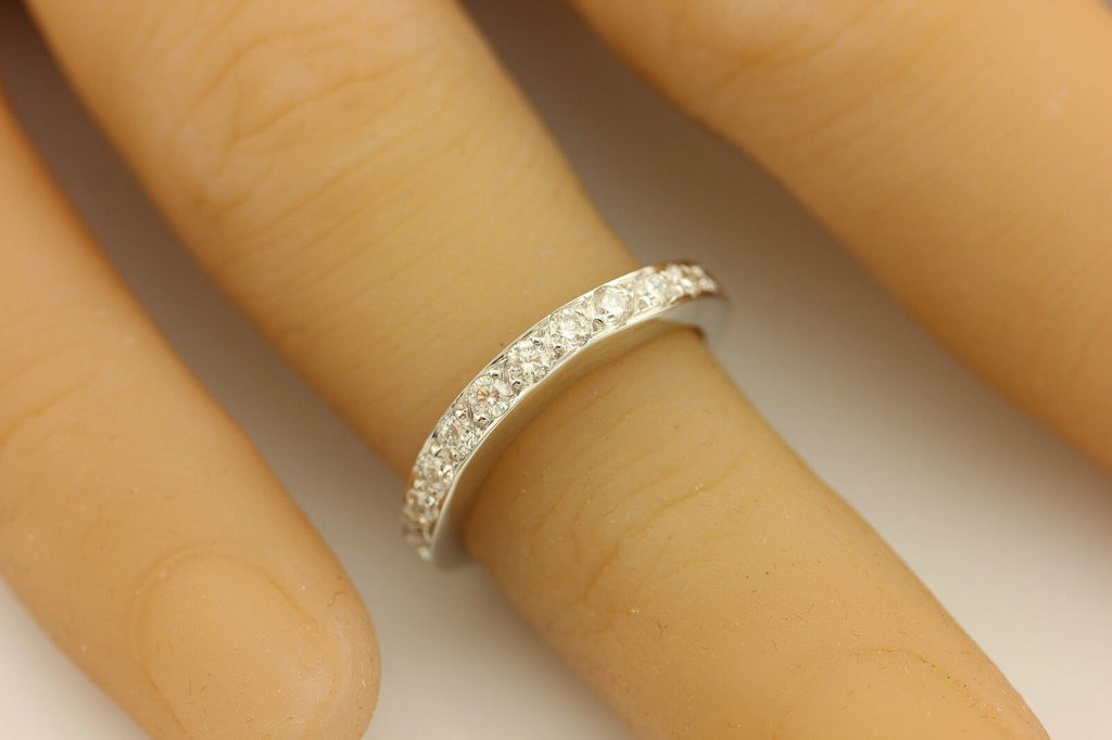 14k white gold 0.41ctw round diamond curved wedding band enhancer size 5.5 NEW