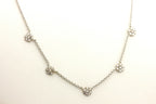 14k white gold 0.59ctw round brilliant diamond station flower chain necklace 3g