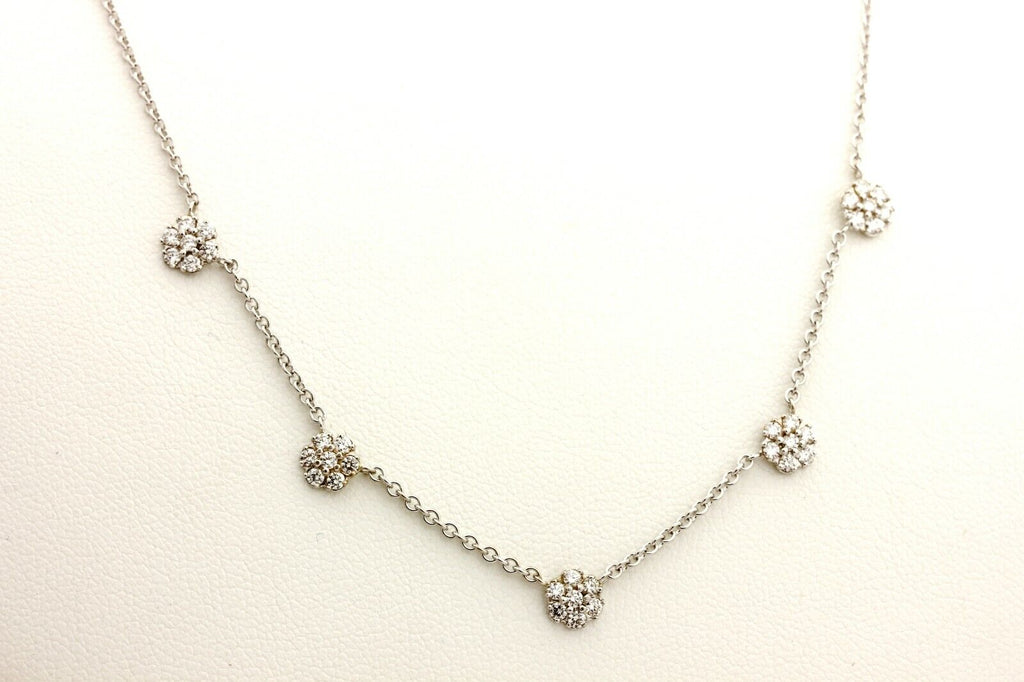 White and pink diamond Flower tennis necklace | 18carat diamond necklace