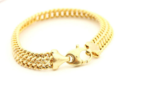 ITALY 14k yellow gold double curb chain bracelet 7.5 inch 8.75 inch 12.44g