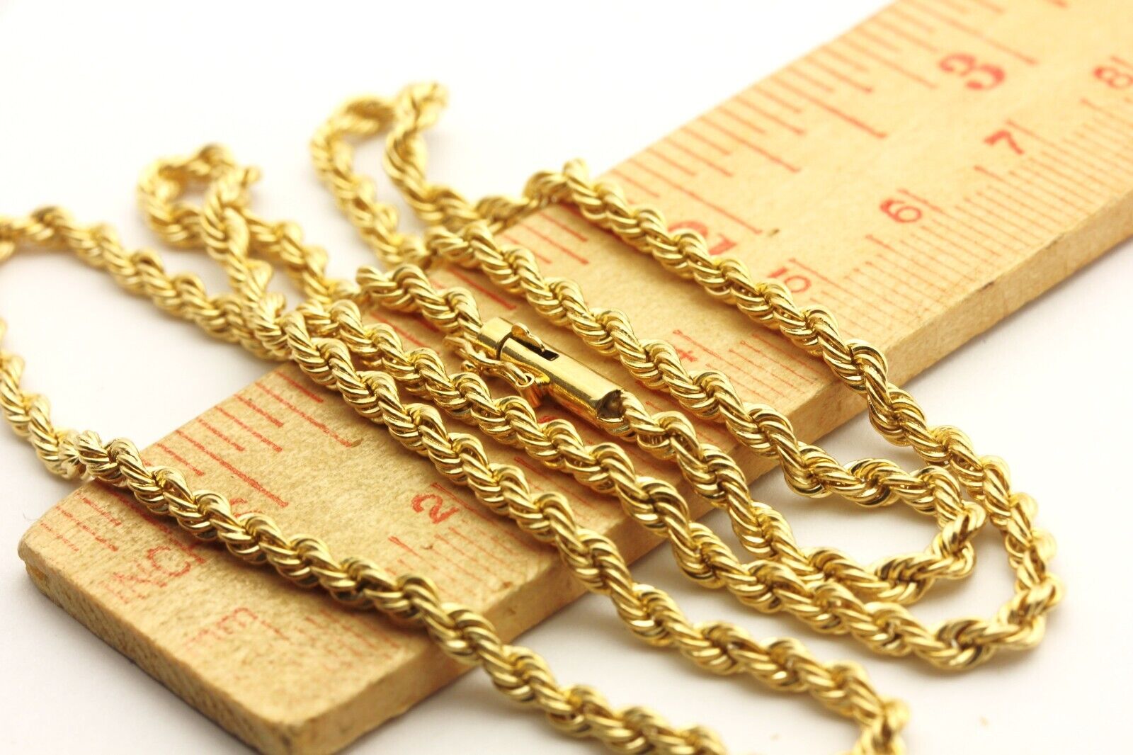 14k yellow gold rope chain necklace tab clasp 20 inch 3mm 16.81g vintage estate