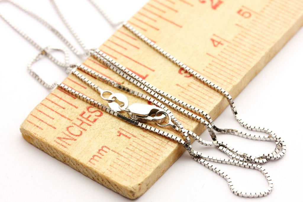 14k white gold box link 2.12g 18 inch 0.9mm chain necklace lobster clasp new