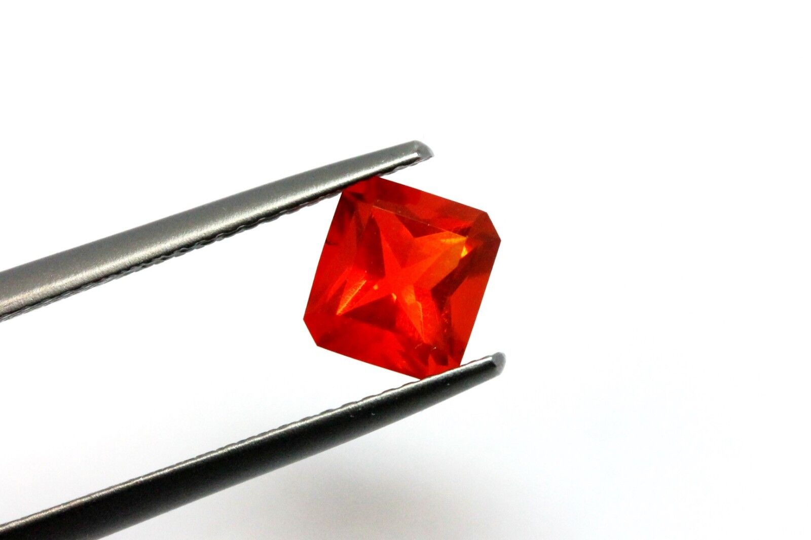 natural fire opal 1.08ct square faceted 6.97x6.44x4.66mm transparent orange new