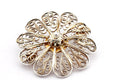 925 sterling silver filigree flower circle pin brooch Israel vintage estate 4.2g