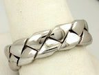 NEW DORA 14k white gold men's wedding band high polish weave 7.45mm sz 10.5 ring