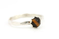 sterling silver 5mm round tiger eye band ring size 5.25 0.97g vintage estate