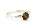sterling silver 5mm round tiger eye band ring size 5.25 0.97g vintage estate