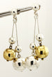 vintage estate silver brass balls dangle drop pierced earrings 2.75 inch 18.84g