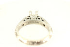 Platinum engagement ring cathedral semi mount lotus engraved diamond accents