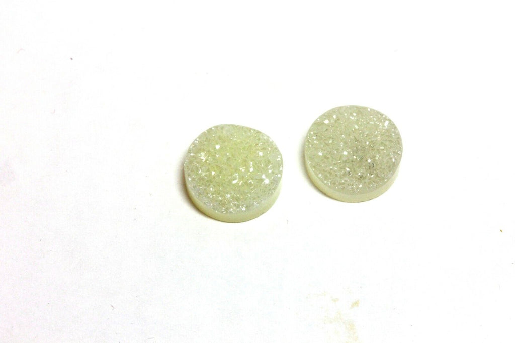 matched pair loose gemstone 11mm round sulfur dioxide white drusy new