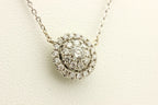 14k white gold 0.42ctw round diamond halo pendant 16 inch necklace rolo chain 3g