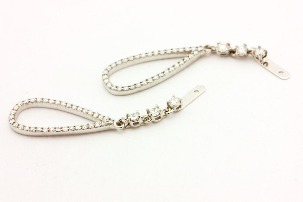 14k white gold 0.93ctw diamond drop dangle earring jackets 1.75 inch 3.2g new
