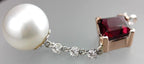 14k rose white gold red Spinel South Sea cultured pearl diamond dangle pendant