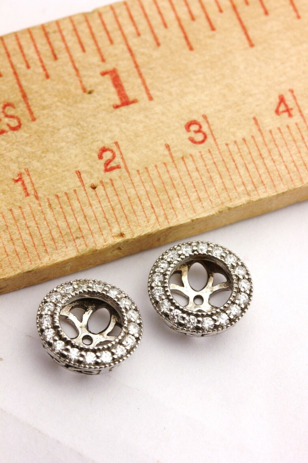 14k white gold 0.36ctw round diamond stud earring jackets 1ct 6.5mm centers NEW