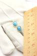 800 silver 8x6mm oval blue turquoise cabochon stud earrings rope border 2.10g