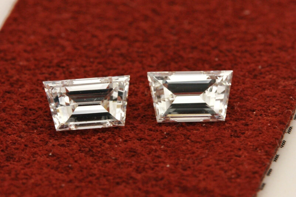 loose matched pair natural diamonds 0.52ctw trapezoid steps F-G VVS2 5.2x3.0mm