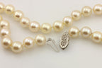 16 inch round cultured pearl strand necklace cream 7-7.5mm 14k white gold clasp