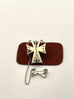 14k white gold fraternal cross pin brooch glass/rhinestone 0.75inch 5.4g vintage