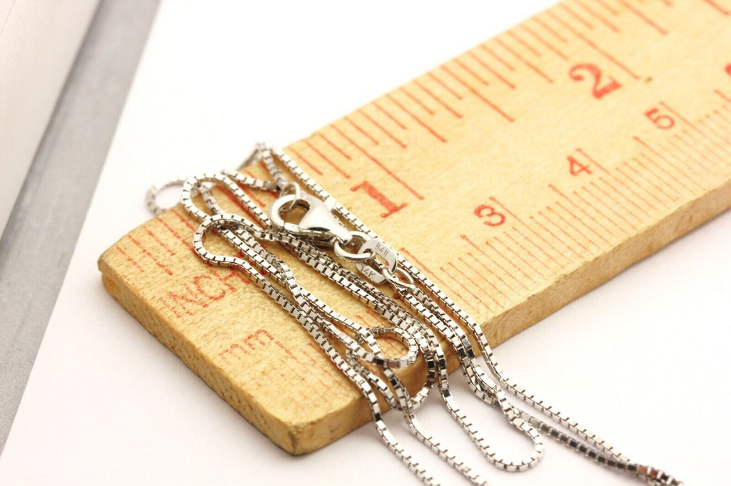 14k white gold box chain necklace lobster 20 inch 0.90mm 2.38g new