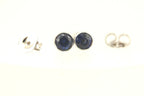 14k white gold 4mm round blue sapphire bezel stud earrings .56ctw estate