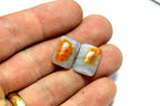 snakeskin agate matched pair loose gemstones 16.5x12mm rectangular cabochon new