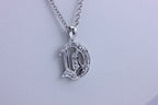 14k white gold round diamond letter D pendant charm new 1.38g 0.5 inch no chain