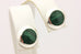 925 sterling silver 12mm stud earrings green malachite 2.25g vintage estate