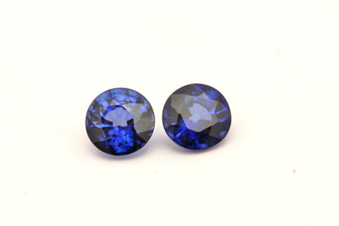 Reconstituted Blue Sapphire 7mm rounds matched pair 2.32ctw new loose gemstone