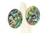 925 sterling silver 25x18mm oval abalone shell stud earrings 3.0g vintage estate