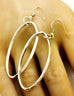 sterling silver 3 inch oval dangle drop hook earrings hammered vintage 9.14g