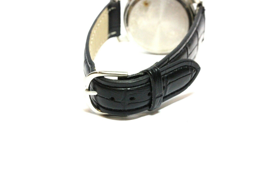 USA Olympics silver stainless steel wrist watch 6.5-8 inch leather black band
