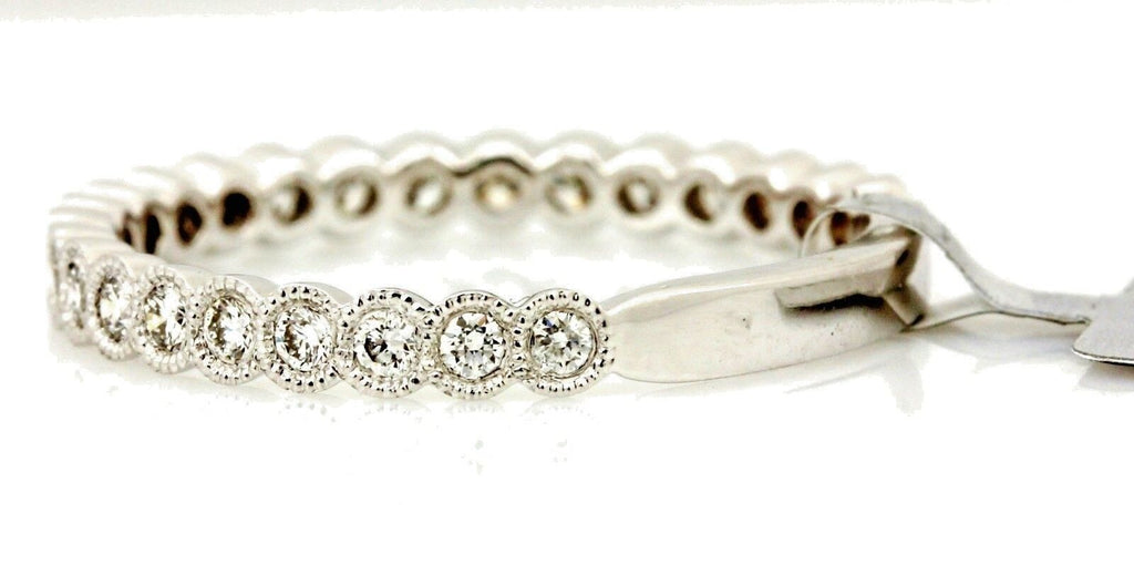 14k white gold 0.34ctw round diamond stackable band MARS 1.7g size 6.5 2.5mm NEW