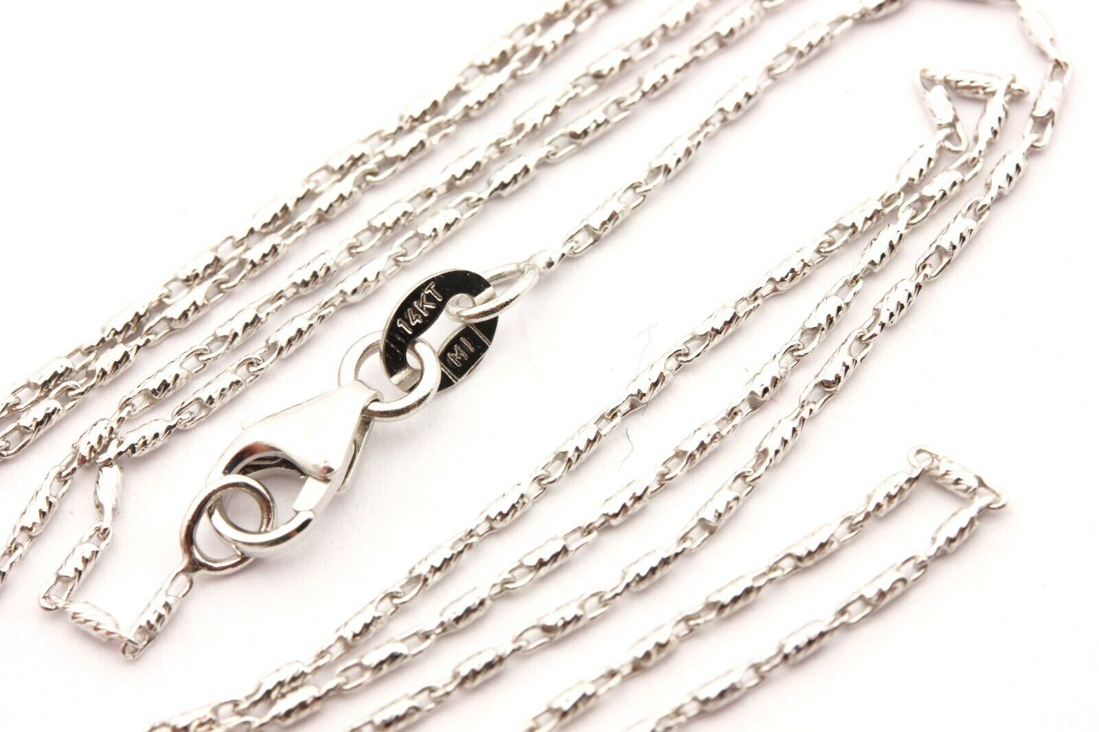 14k white gold diamond cut razo chain necklace 18 inch 1mm 2.56g lobster new