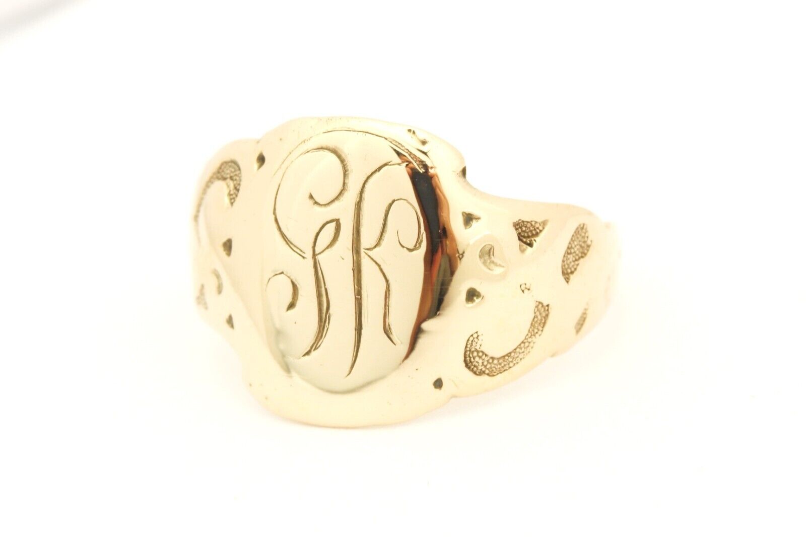 10k yellow gold signet ring band size 8.25 4.90g engraved monogram vintage