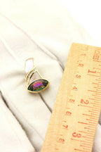 14k yellow gold mystic topaz diamond mother of pearl slide pendant 1 inch 4.78g