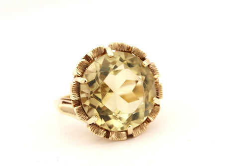 10k yellow gold 30s 40s 50s vintage lemon quartz ring 15ct size 6 estate 9g