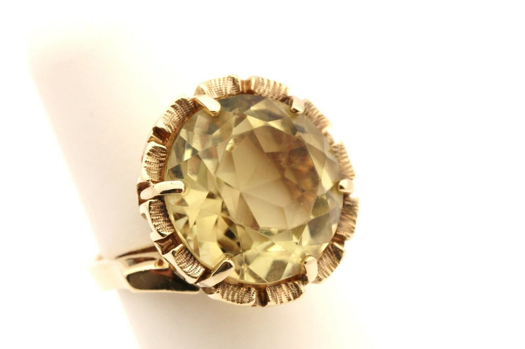 10k yellow gold 30s 40s 50s vintage lemon quartz ring 15ct size 6 estate 9g