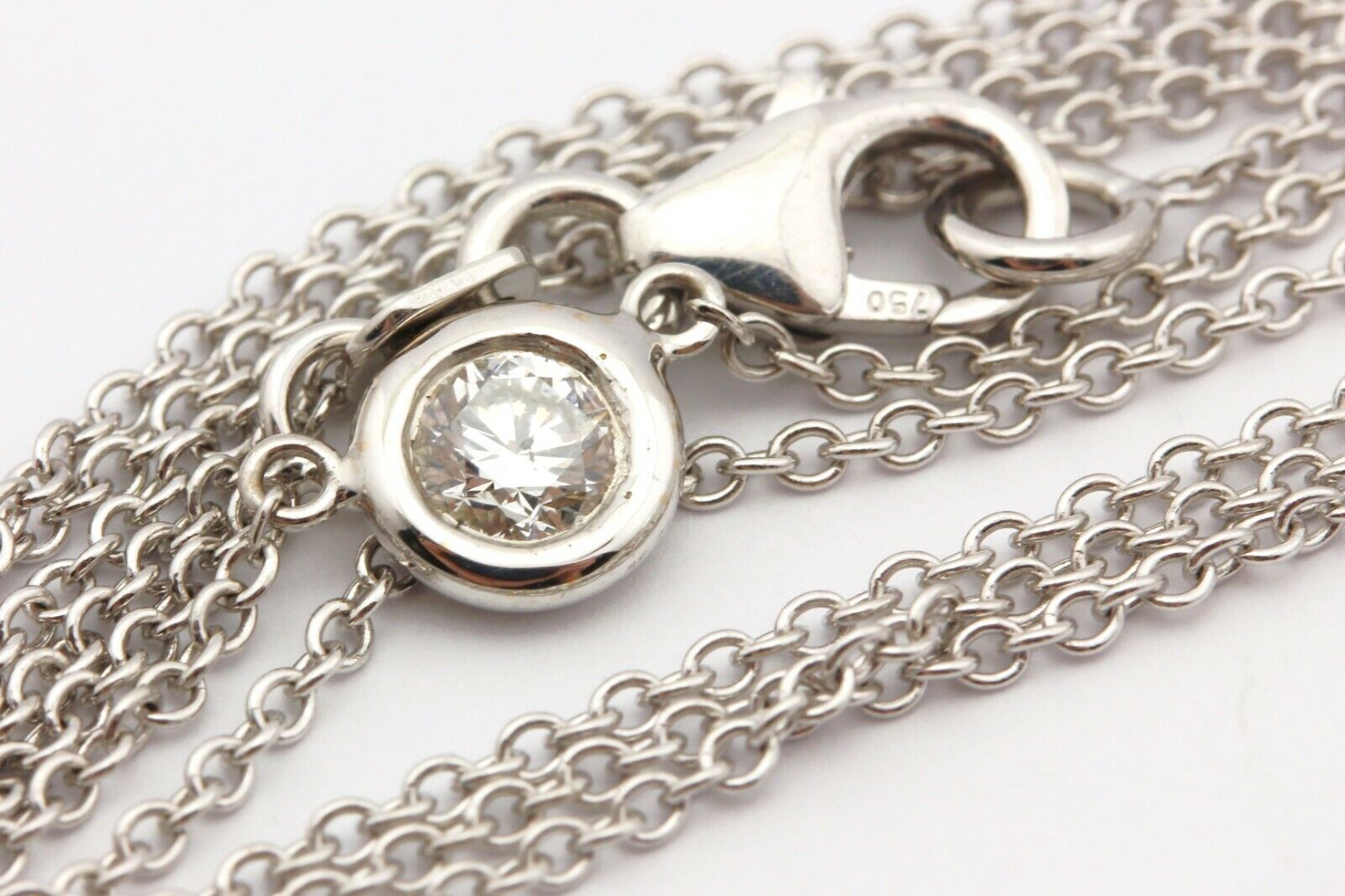 18k white gold 0.20ct round diamond chain necklace F SI2 18 inch lobster 2.57g