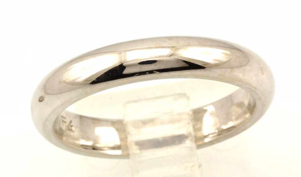 14k white gold Men's 4mm round polished wedding band size 8 ring NEW 5.84 grams