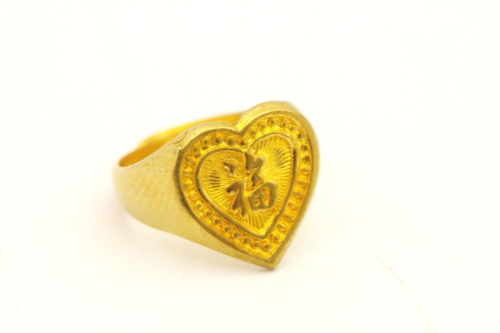 22k yellow gold baby ring band heart love 1.95g vintage estate