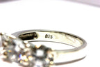925 sterling silver 3 stone 6mm CZ ring CHINA estate sz 6.25