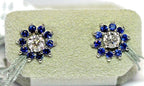 14k white gold 0.80ctw natural blue sapphire 5mm round stud earring jackets new