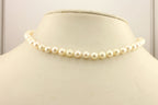16 inch round cultured pearl strand necklace cream 7-7.5mm 14k white gold clasp