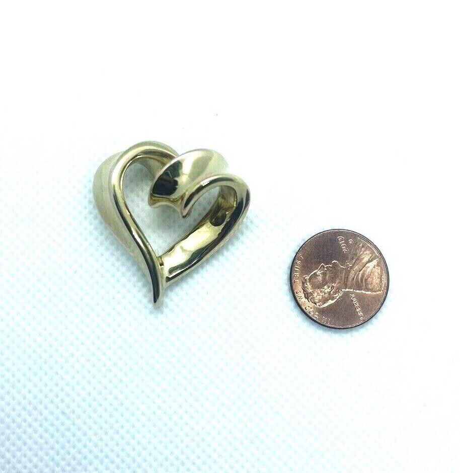 10k yellow gold hollow heart pendant 1.25x1.00 inch 1.8g vintage estate