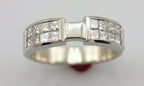 Platinum 0.83ctw princess diamond invisible set engagement ring semi mount NEW
