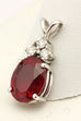 14k white gold lab ruby red oval 4.92ct 0.23ctw round diamond pendant new 2.6g