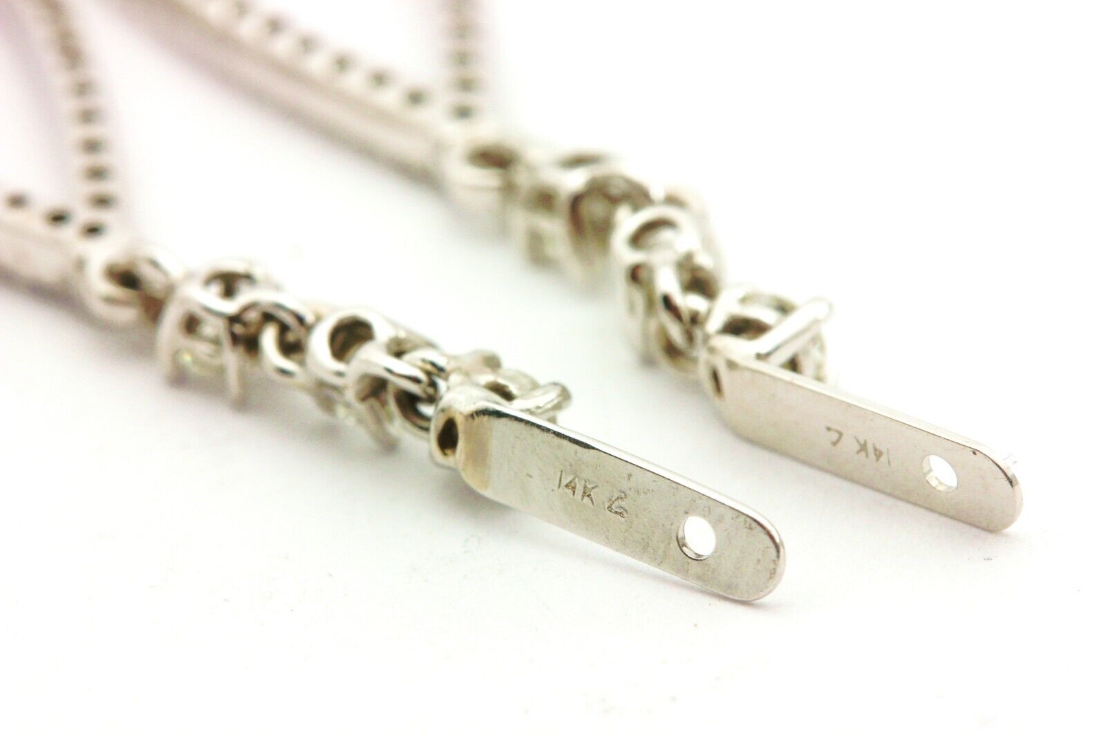 14k white gold 0.93ctw diamond drop dangle earring jackets 1.75 inch 3.2g new