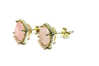costume fashion rose quartz CZ stud halo earrings new 3.5g