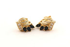 14k yellow gold 0.50ctw sapphire 0.10ctw diamond stud earrings estate 2.8g leaf